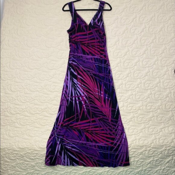 Denver Hayes Maxi Dress Purple Black Pattern Size Large - Picture 3 of 6